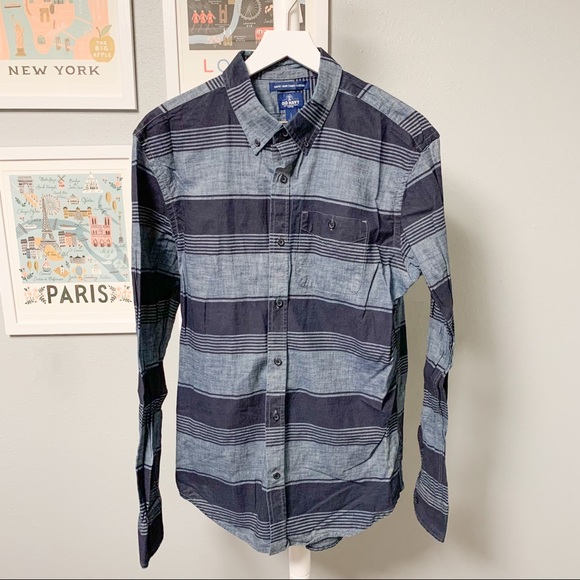 Old Navy Blue Stripe Chambray Shirt, L - Picture 1 of 4